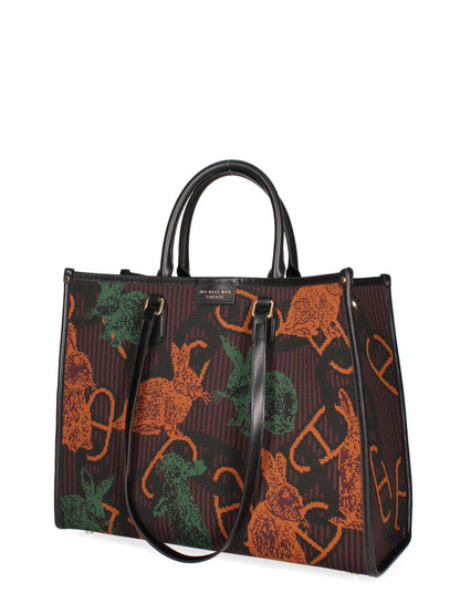 Multicolor Geometric Tote Bag with Dual Handles
