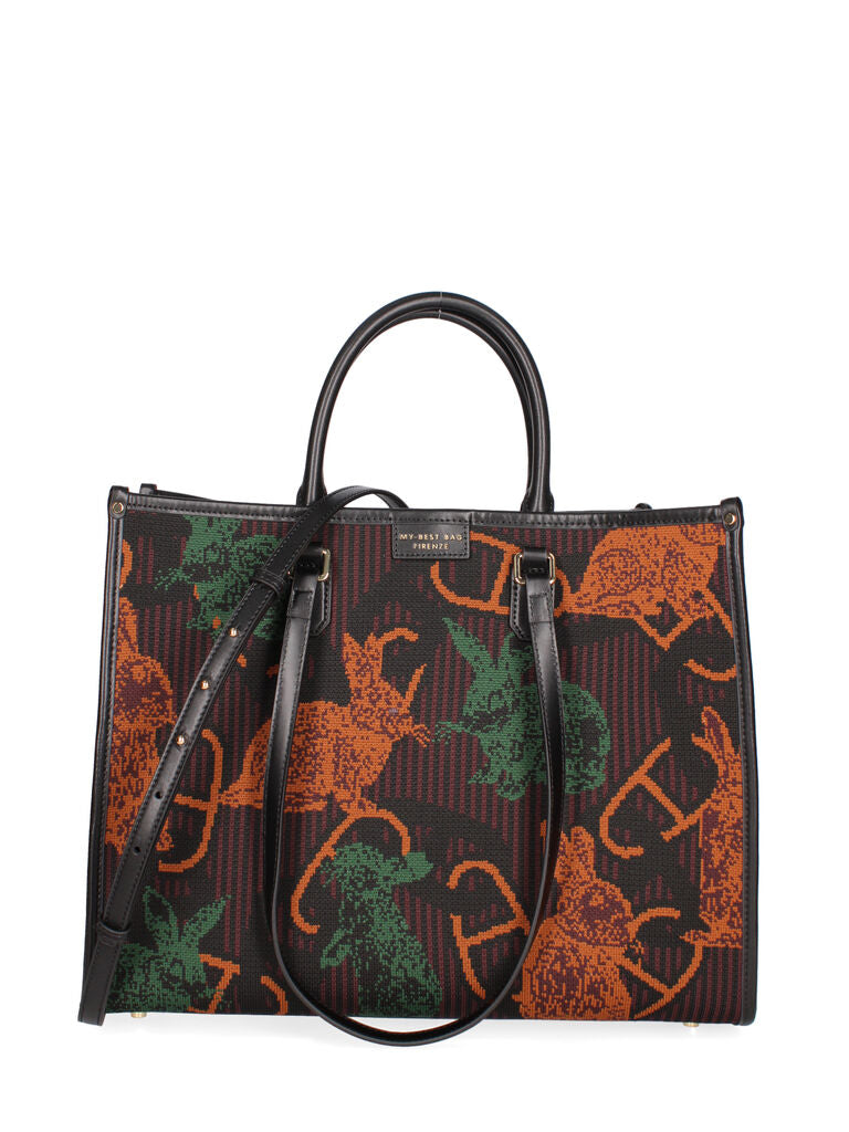 Multicolor Geometric Tote Bag with Dual Handles