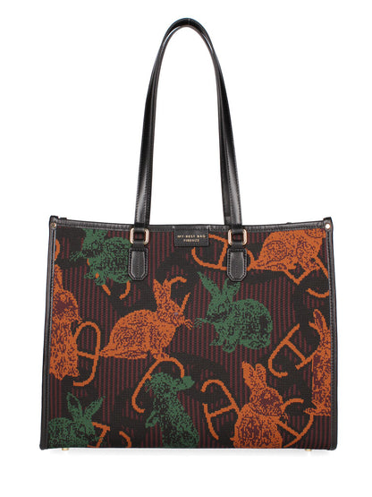 Multicolor Geometric Tote Bag with Dual Handles