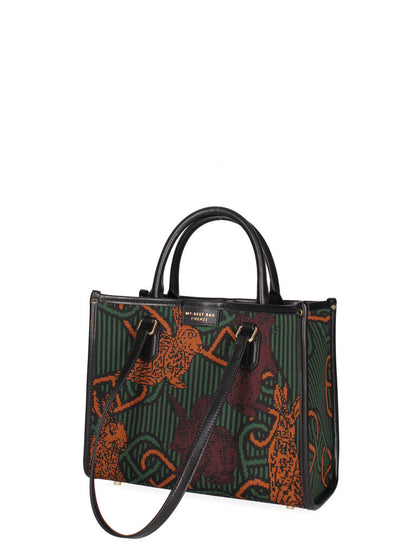 Multi-Color Tapestry Tote Bag with Animal Motif