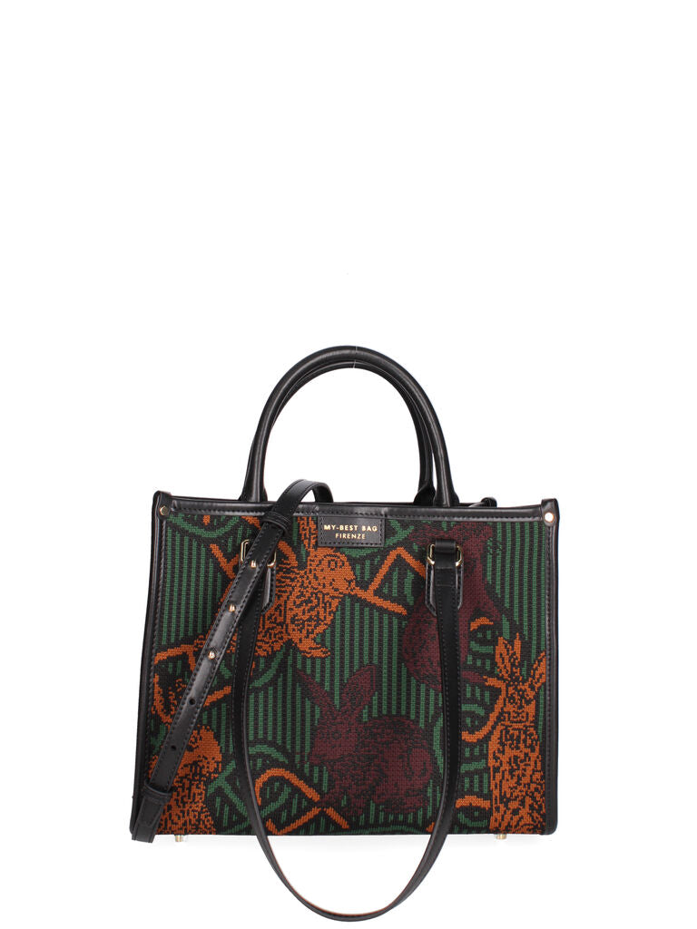 Multi-Color Tapestry Tote Bag with Animal Motif