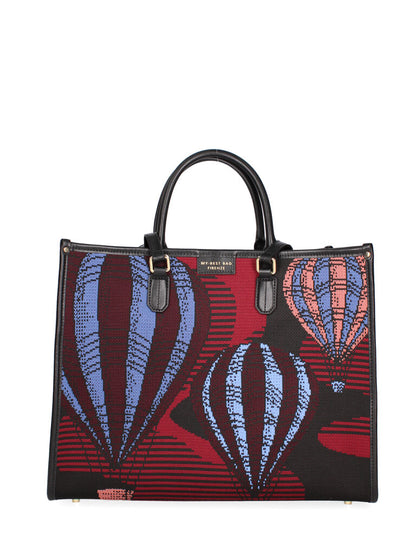 Multicolor Illustrated Canvas Tote with Dual Handles