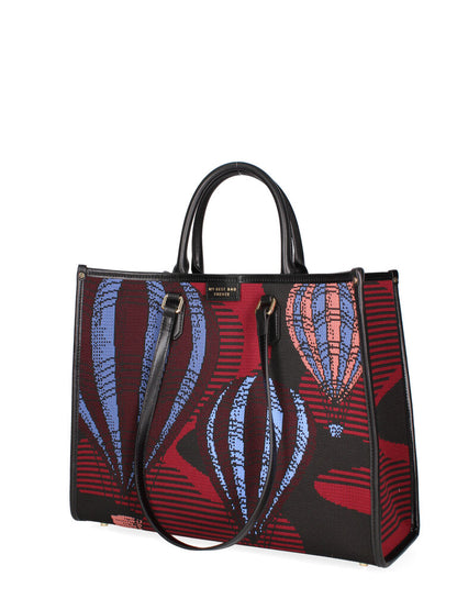 Multicolor Illustrated Canvas Tote with Dual Handles