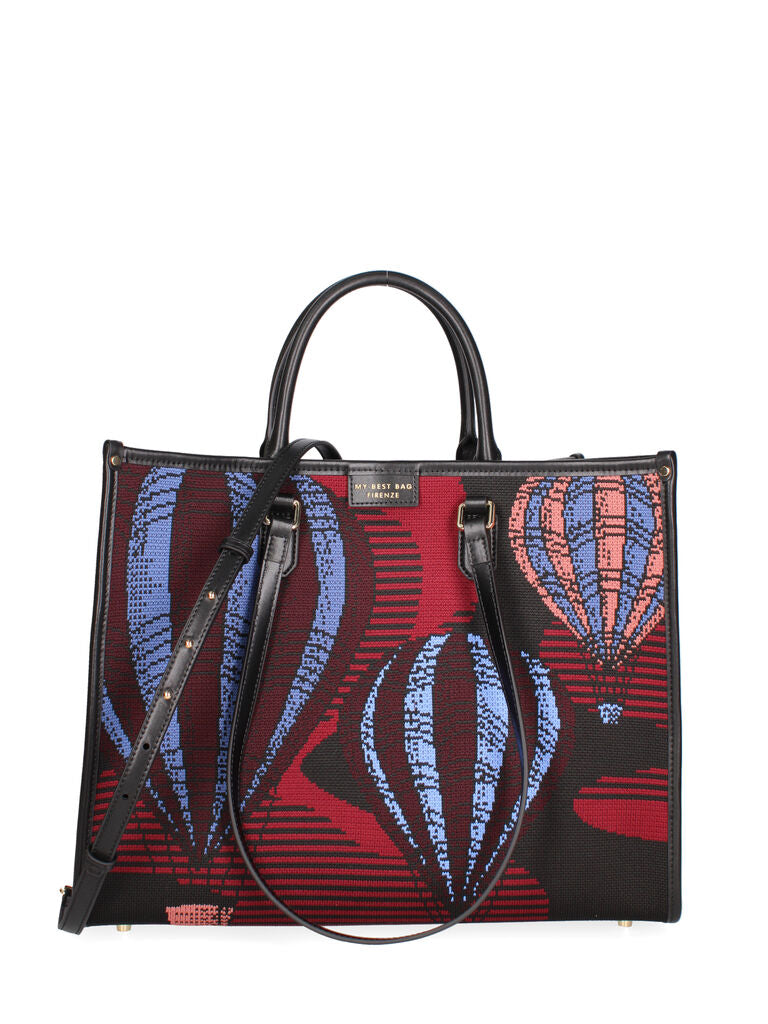 Multicolor Illustrated Canvas Tote with Dual Handles