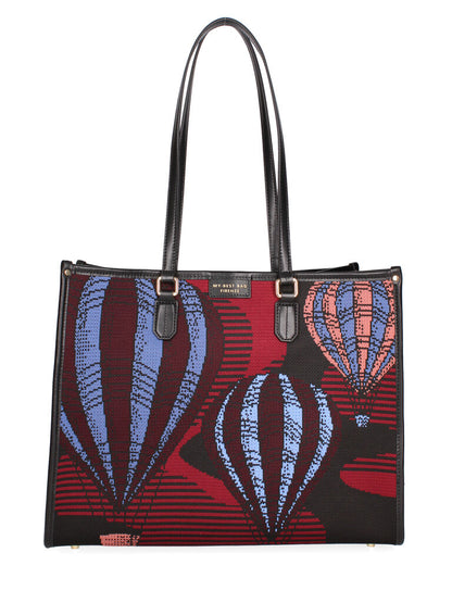 Multicolor Illustrated Canvas Tote with Dual Handles