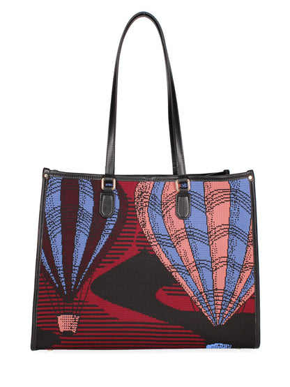Multicolor Illustrated Canvas Tote with Dual Handles