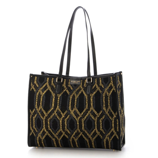 Black Geometric Tote Bag with Removable Pouch