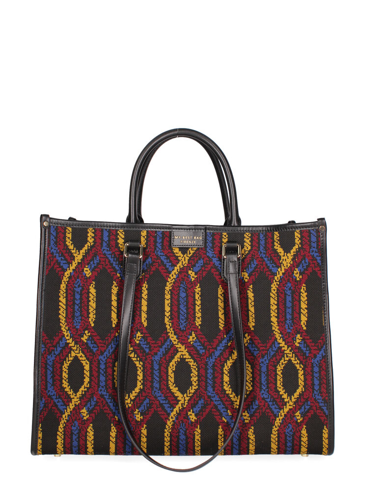Colorful Geometric Tote Bag with Dual Handles