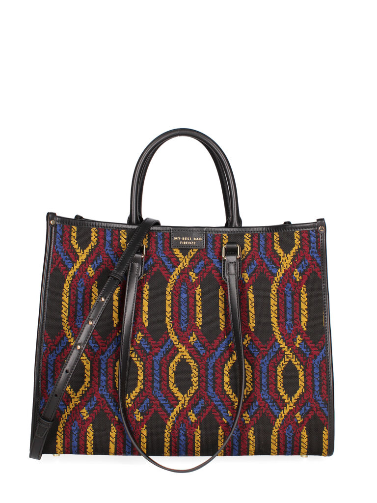 Colorful Geometric Tote Bag with Dual Handles