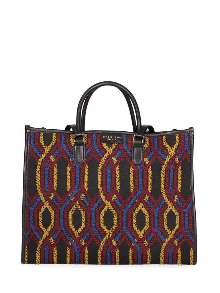 Colorful Geometric Tote Bag with Dual Handles