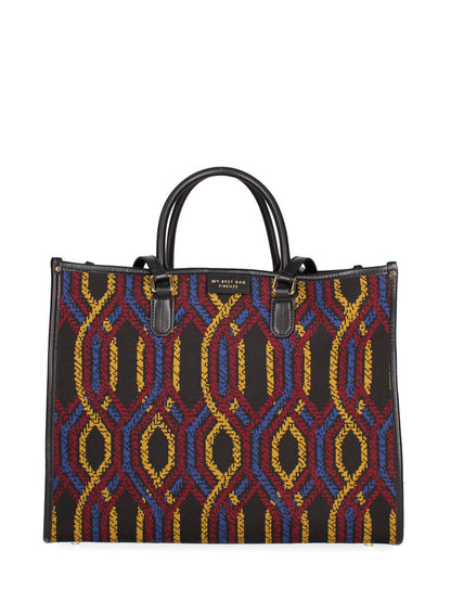 Colorful Geometric Tote Bag with Dual Handles
