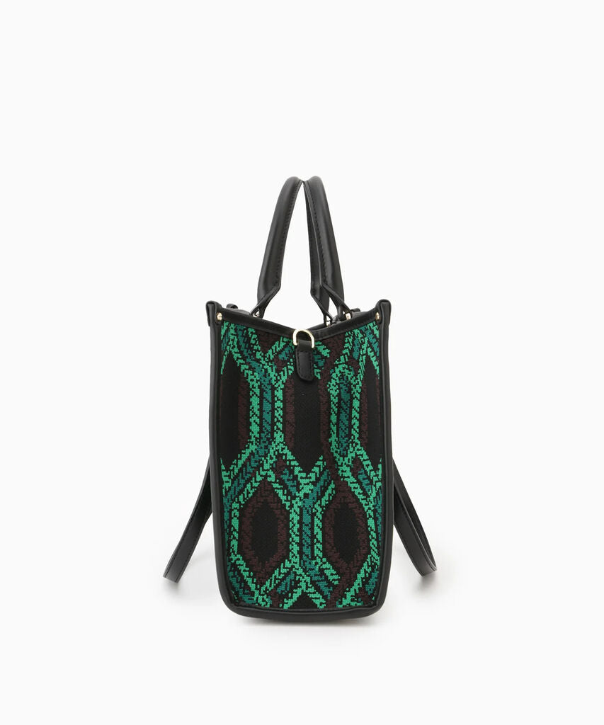 Black Geometric Tote with Dual Compartments