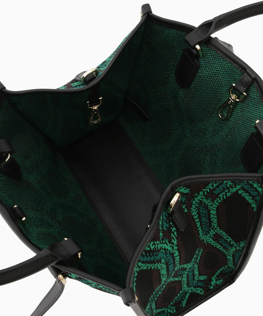 Black Geometric Tote with Dual Compartments