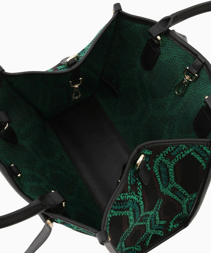 Black Geometric Tote with Dual Compartments