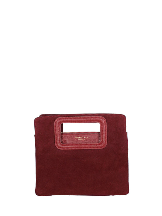Burgundy Suede Clutch with Cutout Handle