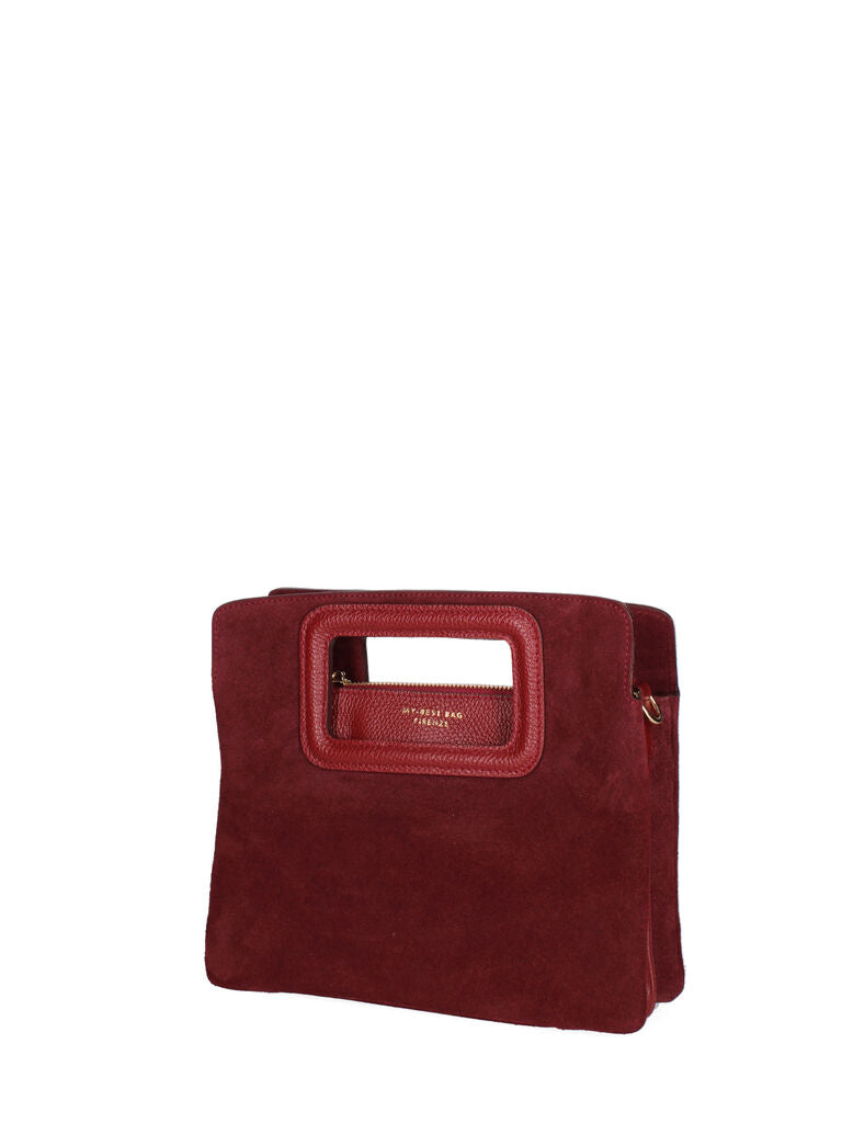 Burgundy Suede Clutch with Cutout Handle