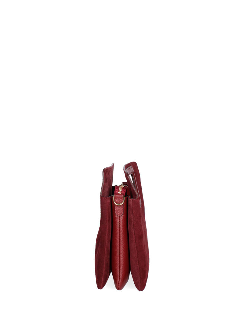 Burgundy Suede Clutch with Cutout Handle