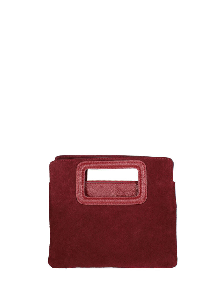 Burgundy Suede Clutch with Cutout Handle