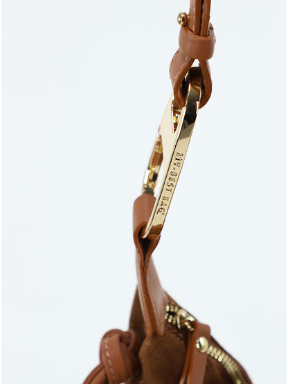 Brown Suede Shoulder Bag with Tassel Accent