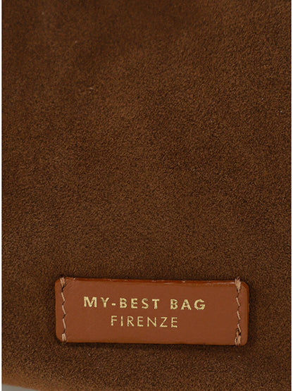 Brown Suede Shoulder Bag with Tassel Accent