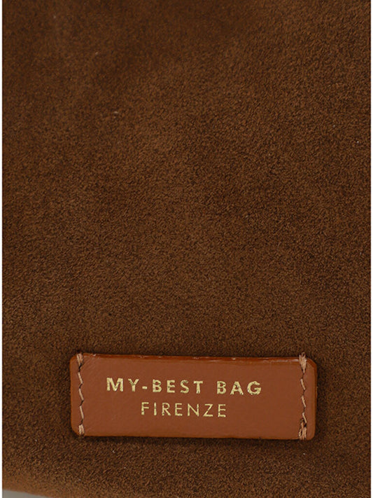 Brown Suede Shoulder Bag with Tassel Accent