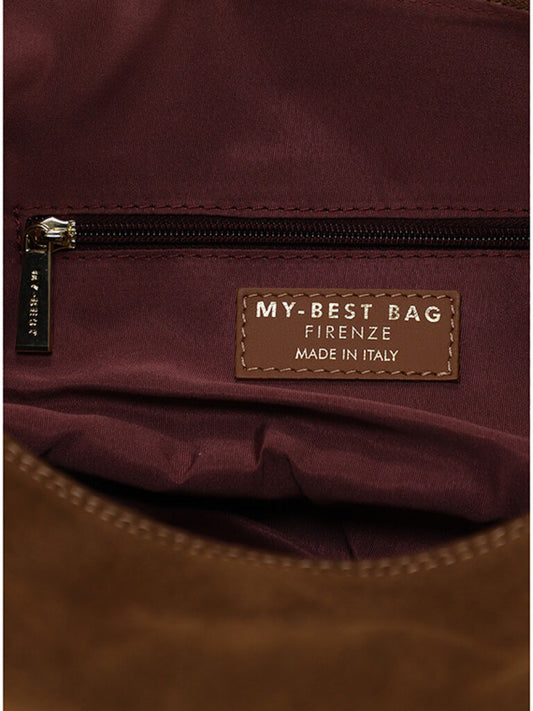Brown Suede Shoulder Bag with Tassel Accent