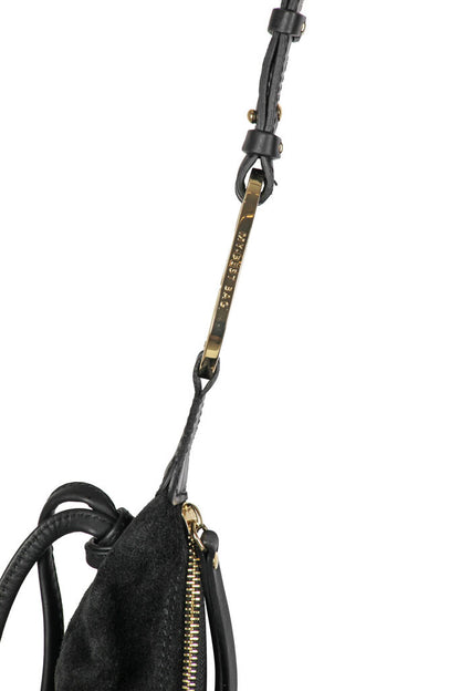 Black Suede Hobo Bag with Adjustable Strap