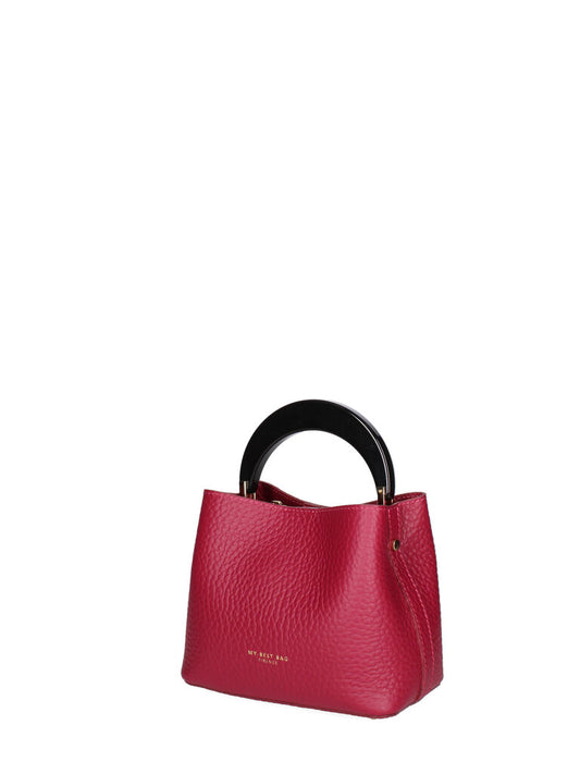 Berry Textured Handbag with Circular Handle