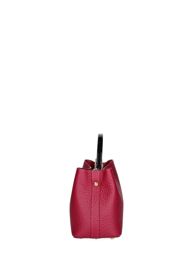 Berry Textured Handbag with Circular Handle