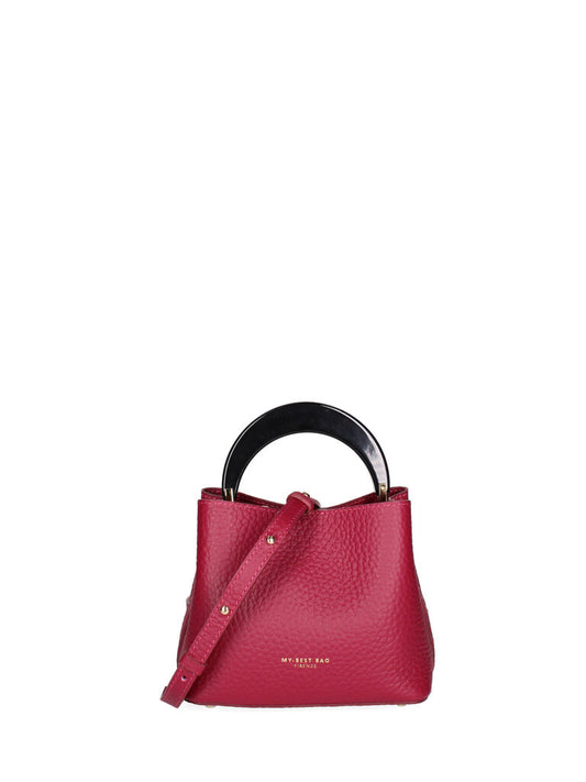 Berry Textured Handbag with Circular Handle