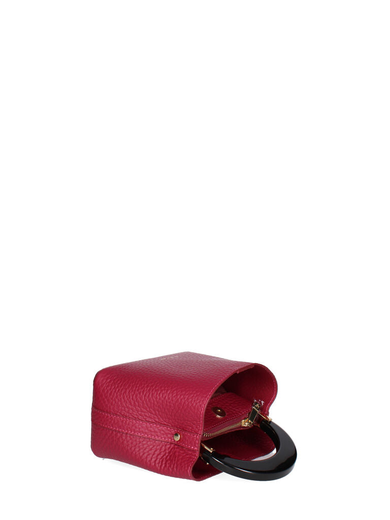 Berry Textured Handbag with Circular Handle