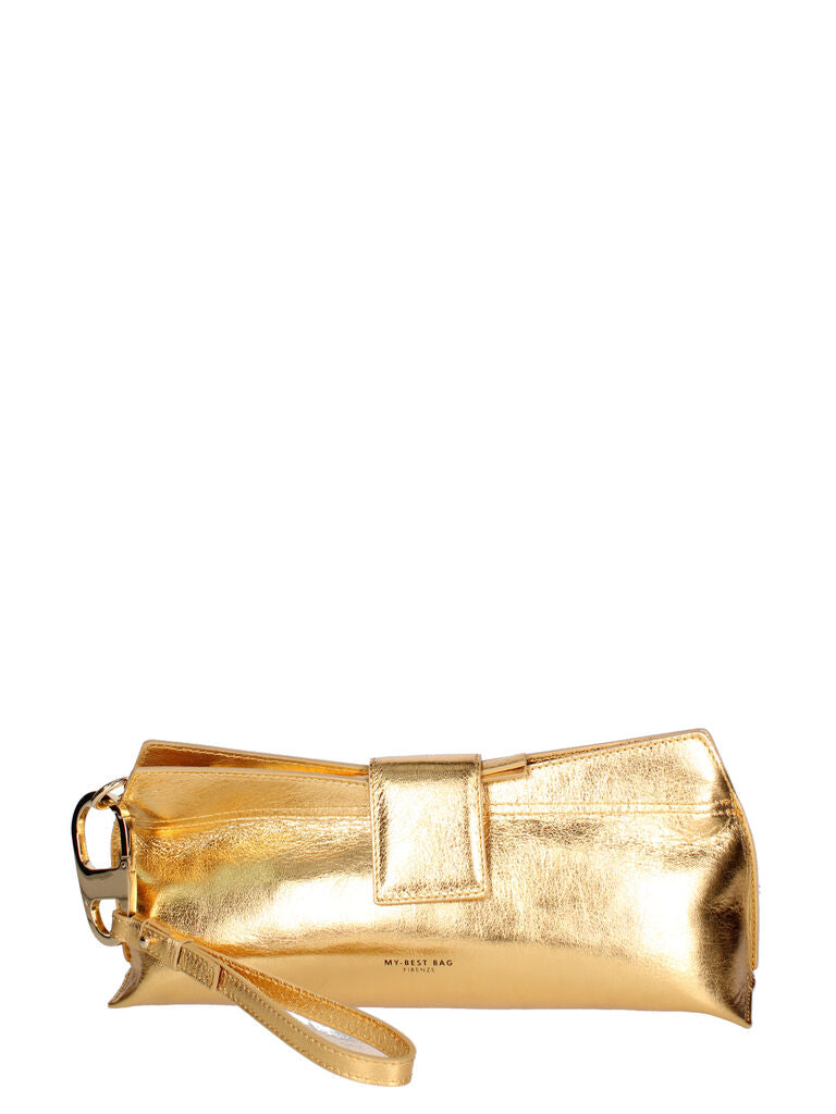 Gold Metallic Clutch with Wrist Strap