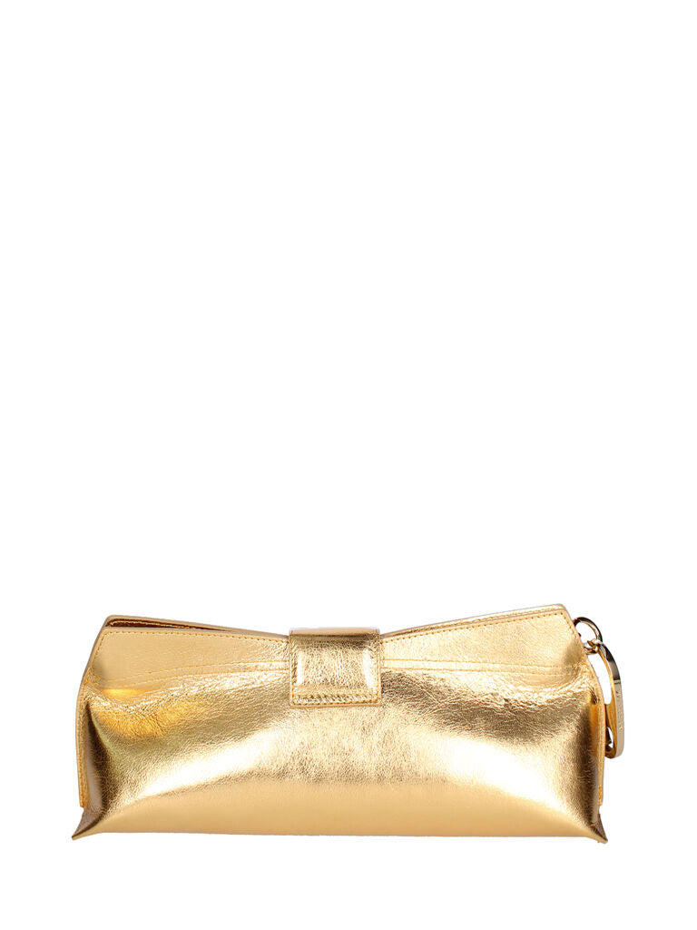 Gold Metallic Clutch with Wrist Strap