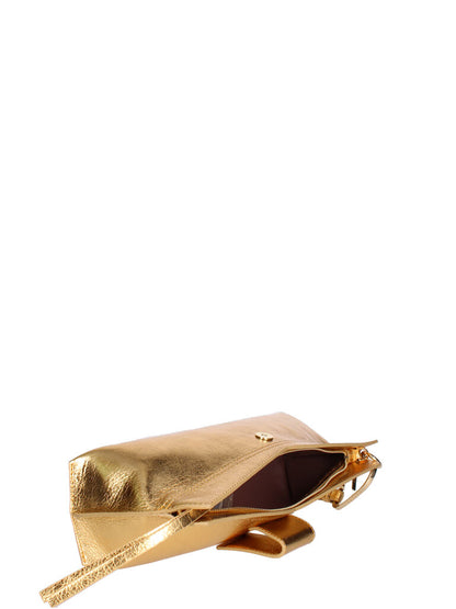 Gold Metallic Clutch with Wrist Strap