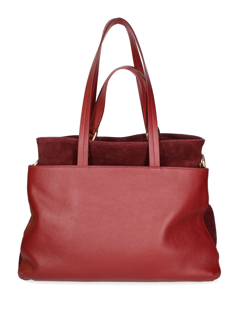 Red Leather Tote with Dual Shoulder Handles