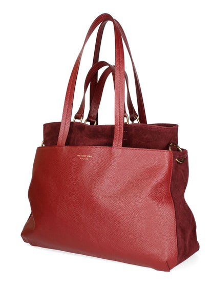 Red Leather Tote with Dual Shoulder Handles