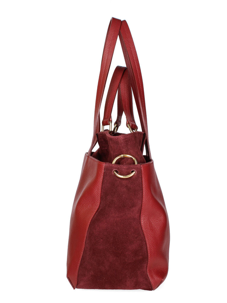 Red Leather Tote with Dual Shoulder Handles