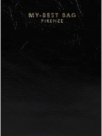 Black Textured Shoulder Bag with Adjustable Strap