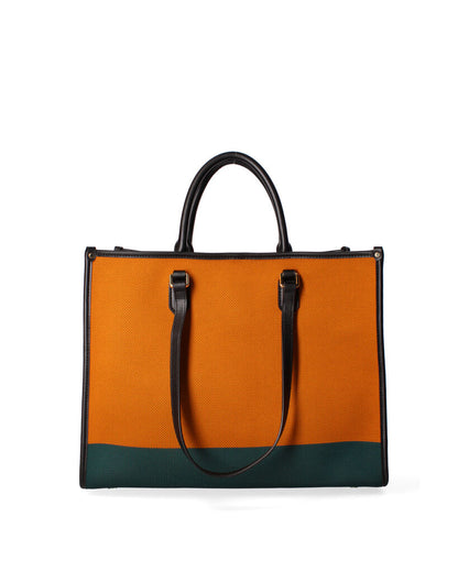 Orange Canvas Tote Bag with Artistic Jaguar Design