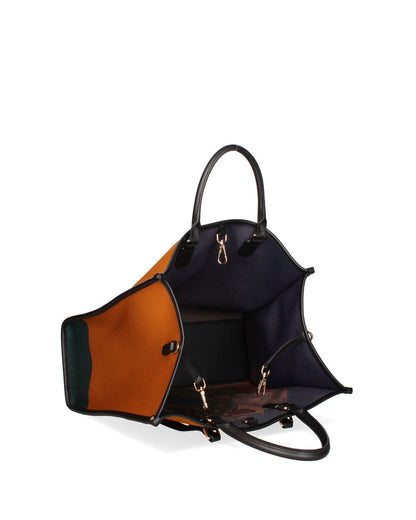 Orange Canvas Tote Bag with Artistic Jaguar Design