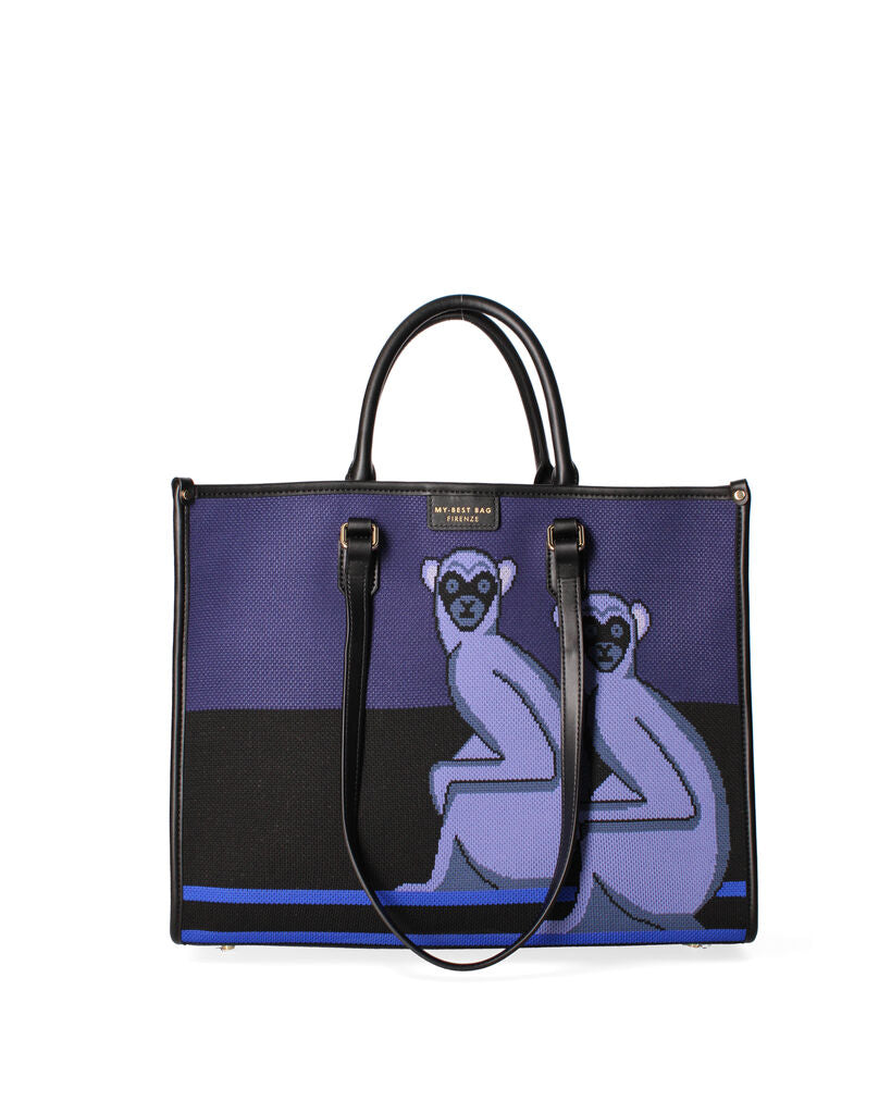 Purple Canvas Tote Bag with Artistic Design