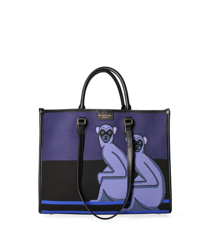 Purple Canvas Tote Bag with Artistic Design