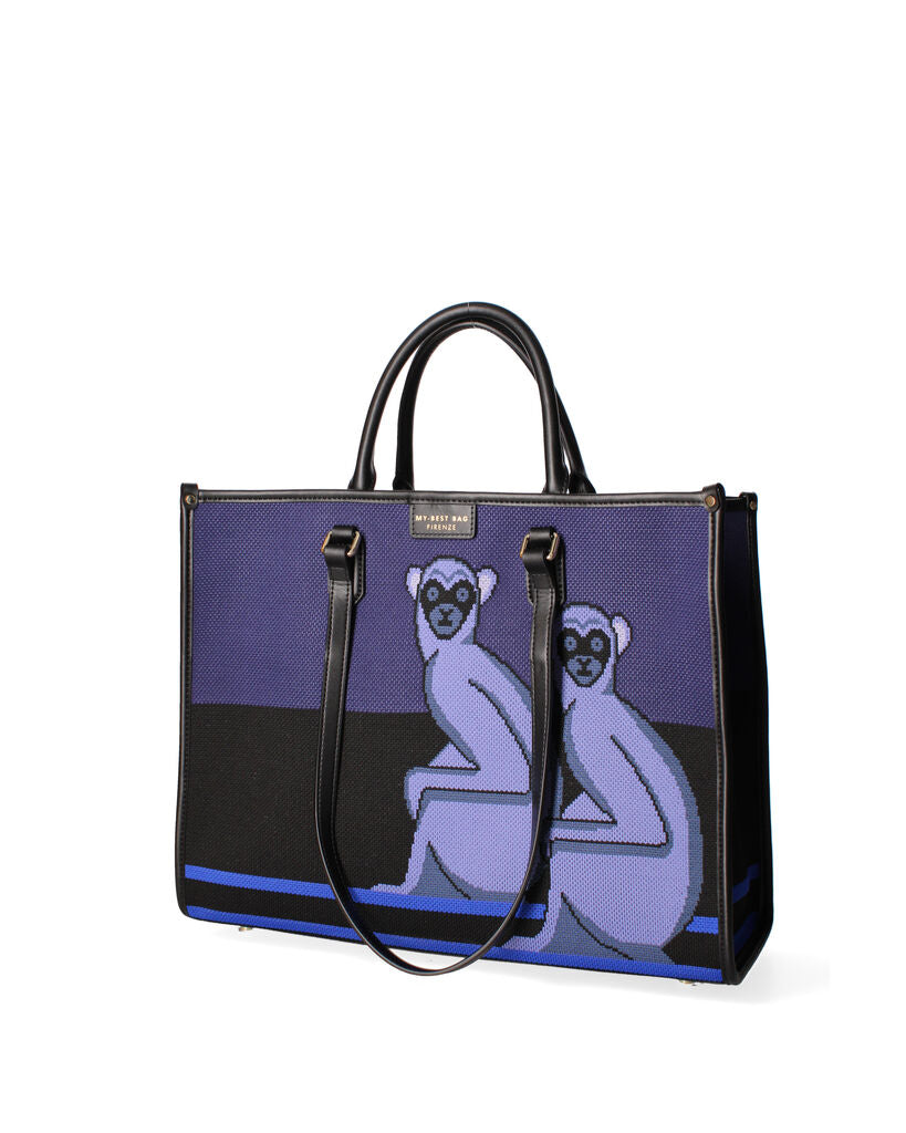 Purple Canvas Tote Bag with Artistic Design