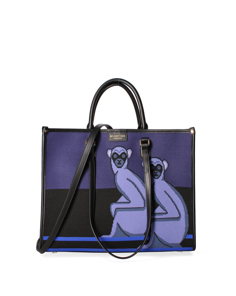 Purple Canvas Tote Bag with Artistic Design