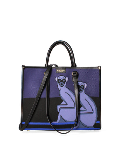 Purple Canvas Tote Bag with Artistic Design