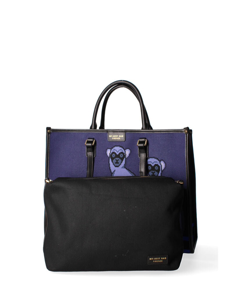 Purple Canvas Tote Bag with Artistic Design