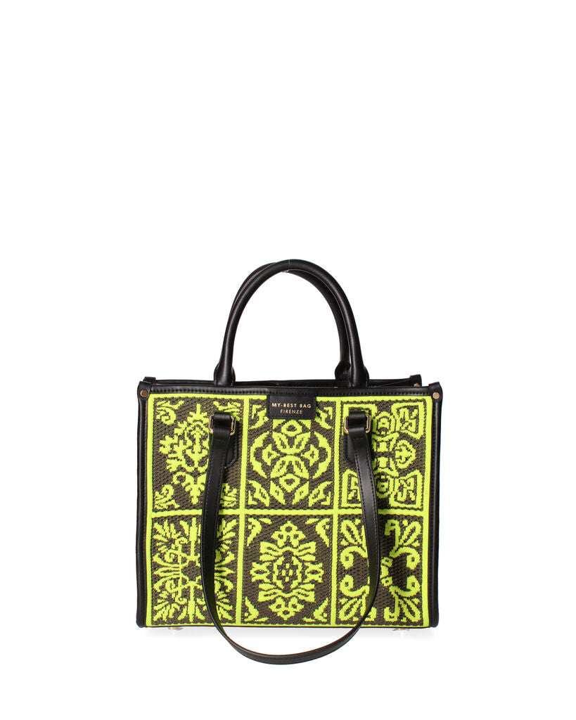 Neon Geometric Tote Bag with Dual Handles