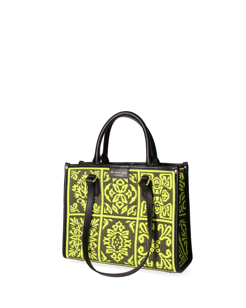 Neon Geometric Tote Bag with Dual Handles