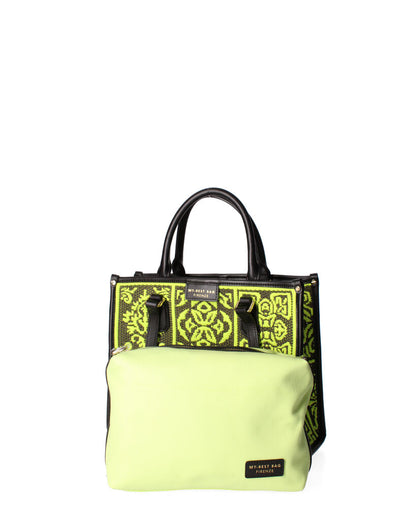 Neon Geometric Tote Bag with Dual Handles
