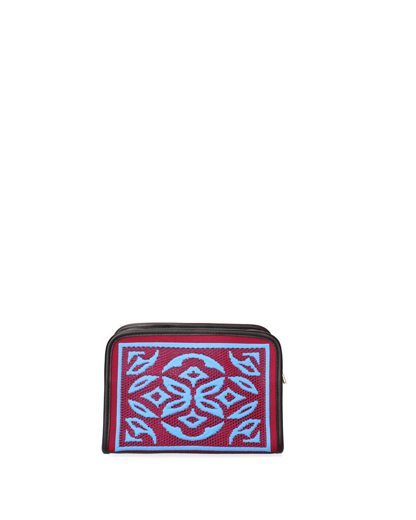 Red and Blue Geometric Pattern Pouch